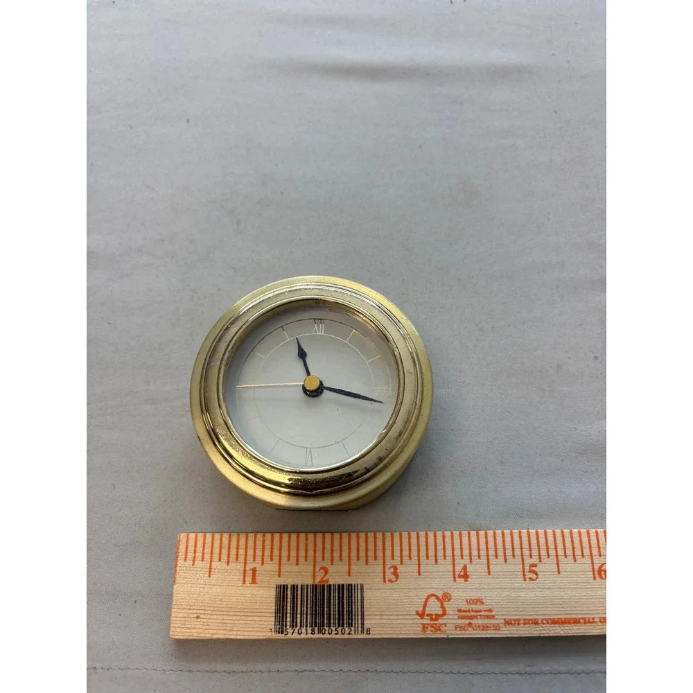 Vintage NCIA Enterprise 2004 Brass Desk Clock Gold Tone Round Executive Decor
